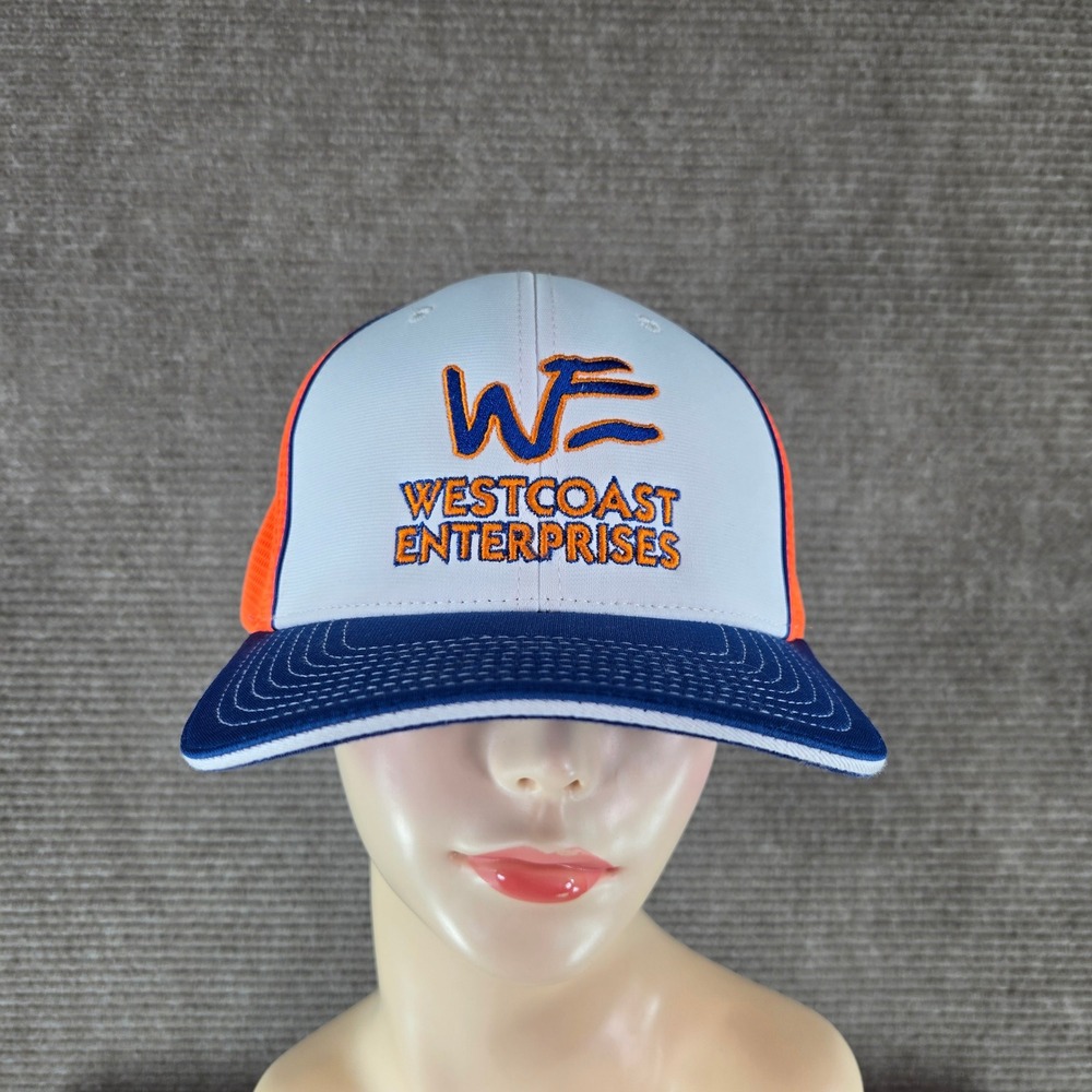 Richardson Mens LG-XL White Orange Blue Westcoast Enterprises Trucker Hat